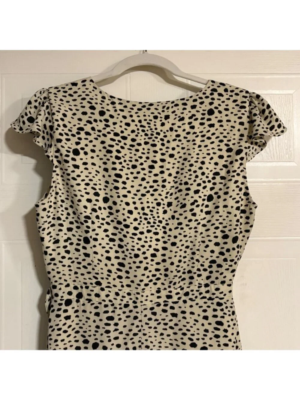 Like New BB Dakota Steve Madden High-Low Wrap Midi Dress Polka Dot Beige Black S - Picture 5 of 11